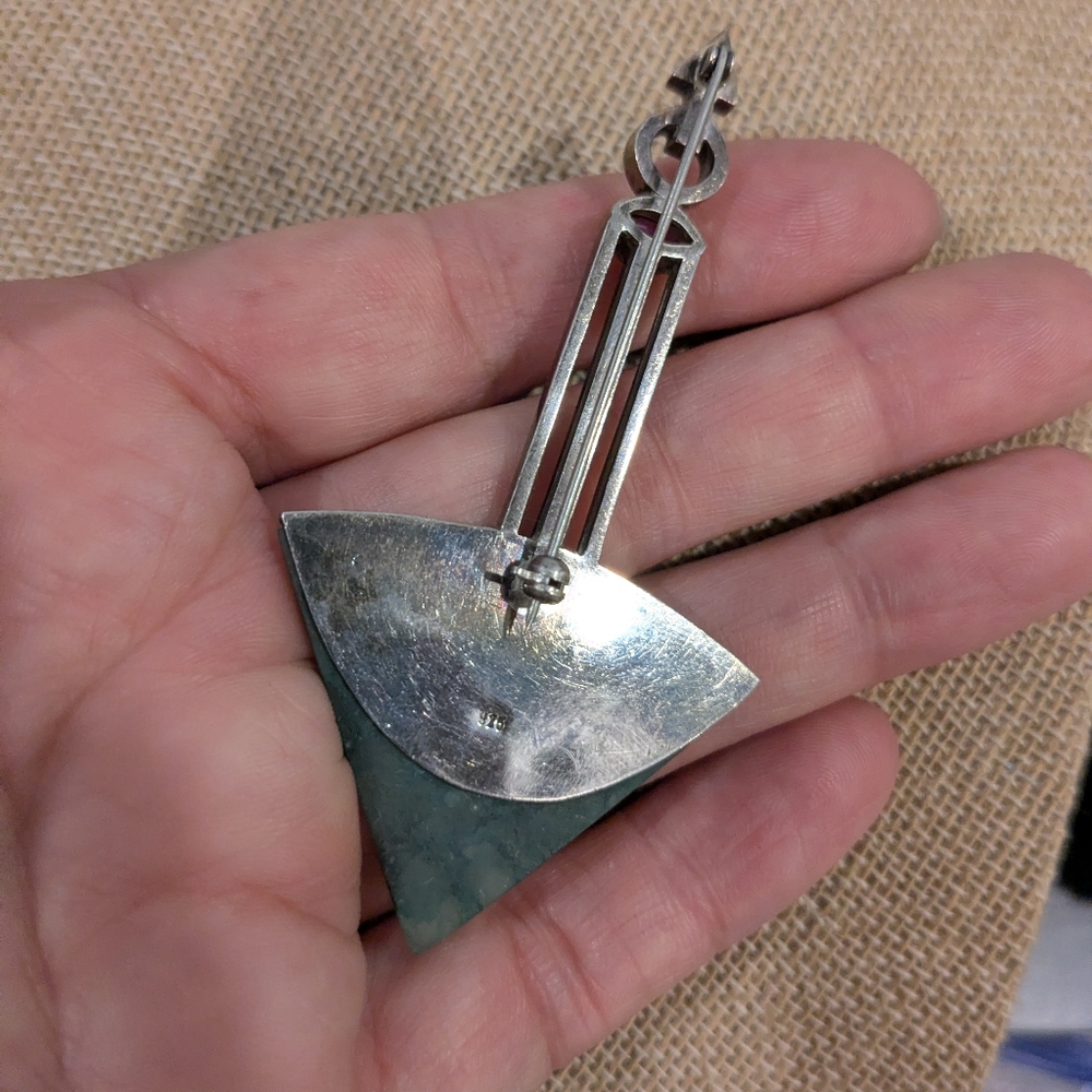 Unique Sterling Silver Agate Amethyst Brooch - Picture 3 of 7